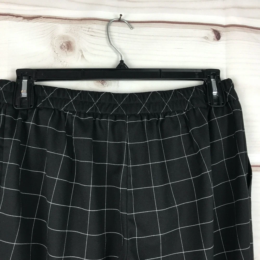 Linea Louis Dell'Olio Pants Women 14P Black Windowpane Crop Lace Applique Pocket